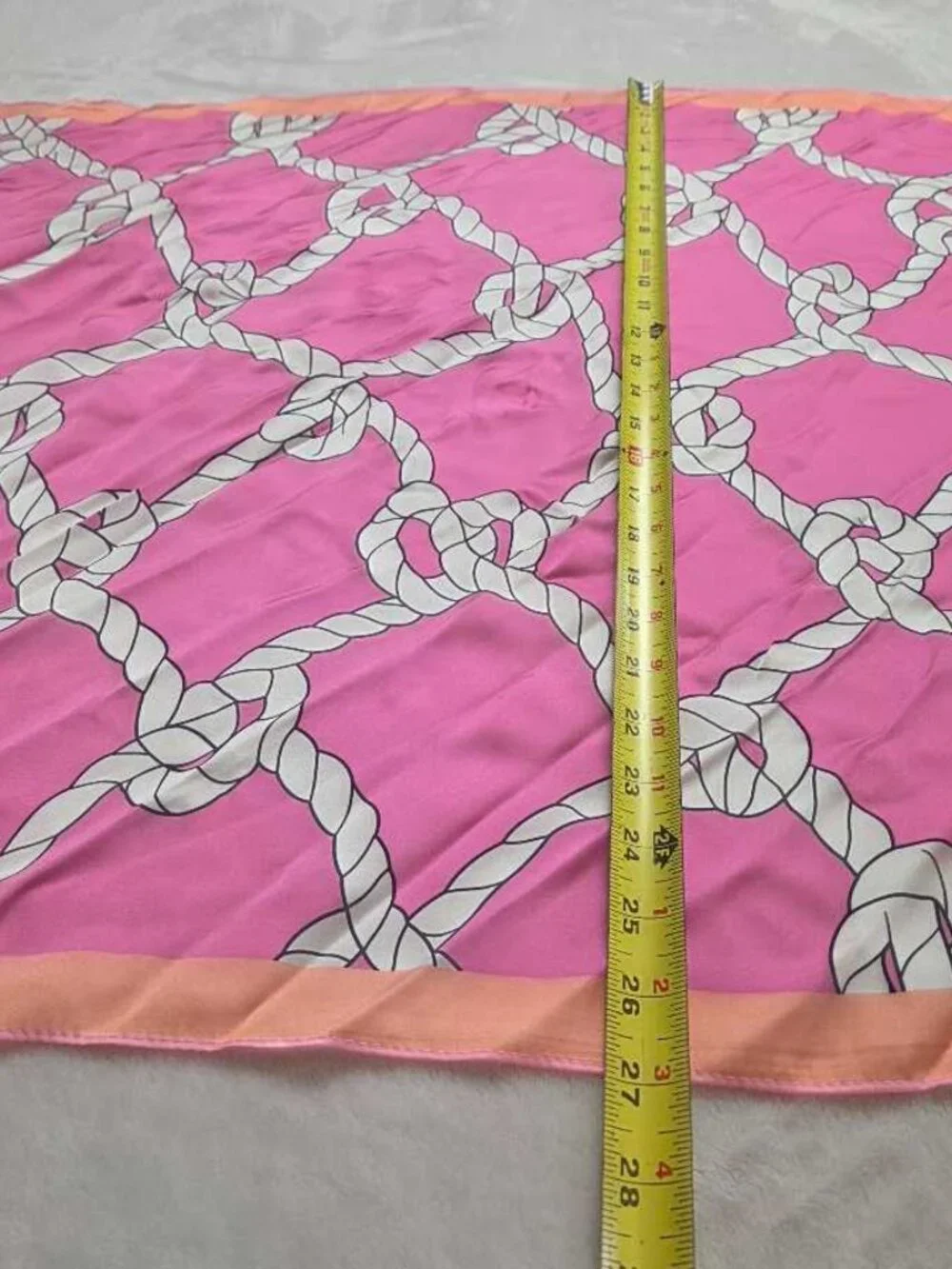 New Anthropologie Celandine pink nautical rope knot design 27x27 scarf